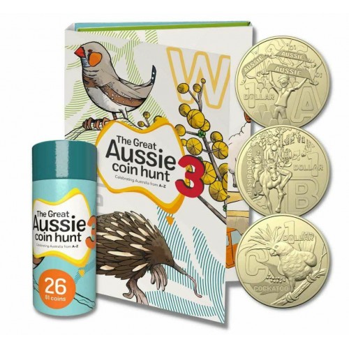 2022 $1 The Great Aussie Coin Hunt 3 A-Z Set of 26 In a Cylinder and